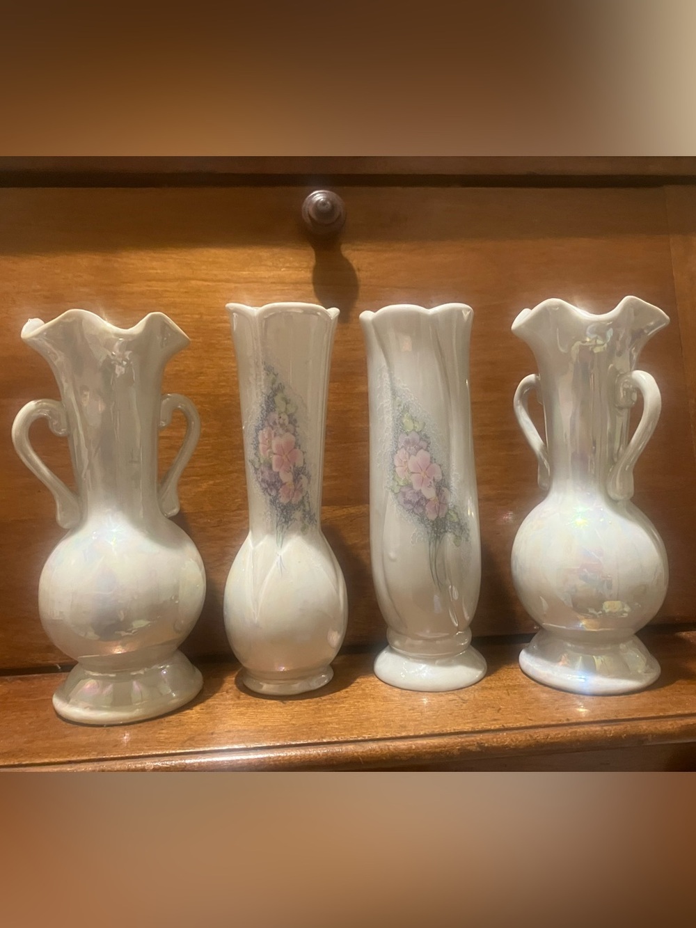 Pearlescent White Ceramic Floral Bud Vases (Set of 4)